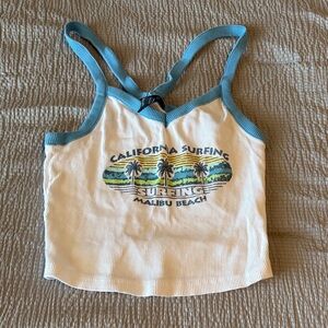 Forever 21 Blue and White Ribbed Tank Top